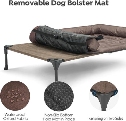 Veehoo Cooling Elevated Dog Bed Add Removable Waterproof Bolster Cushion Mat, Raised Pet Cot with