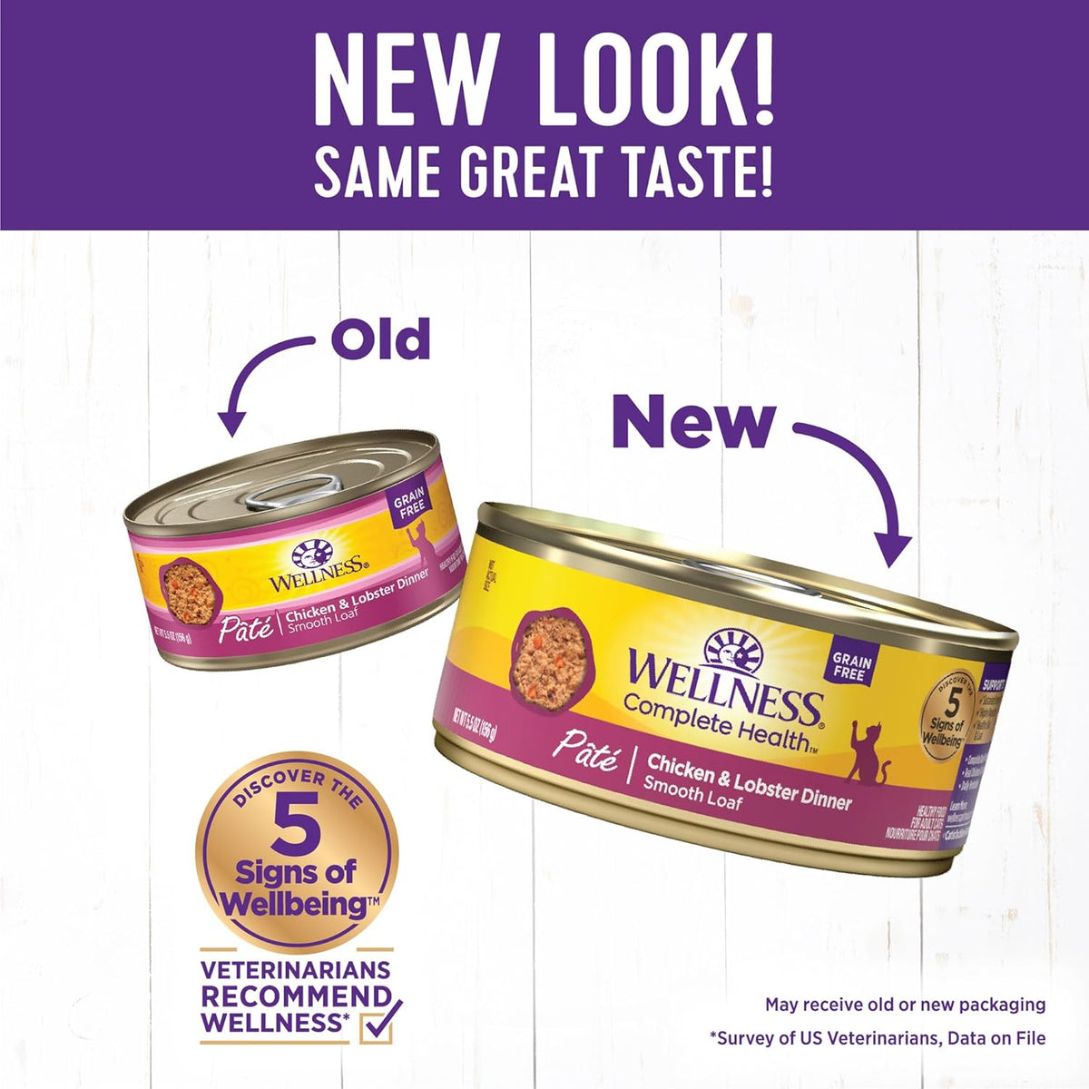 Wellness Complete Health Natural Grain Free Wet Canned Cat Food, Chicken & Lobster Pate, 5-Ounce