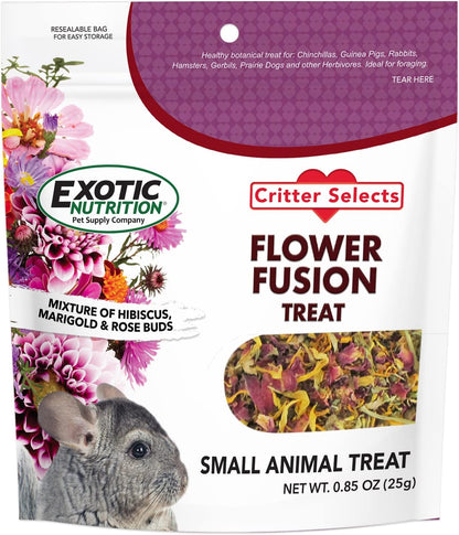 Flower Fusion Treat - Healthy Natural Dried Flower Herbivore Treat - Chinchillas, Guinea Pigs