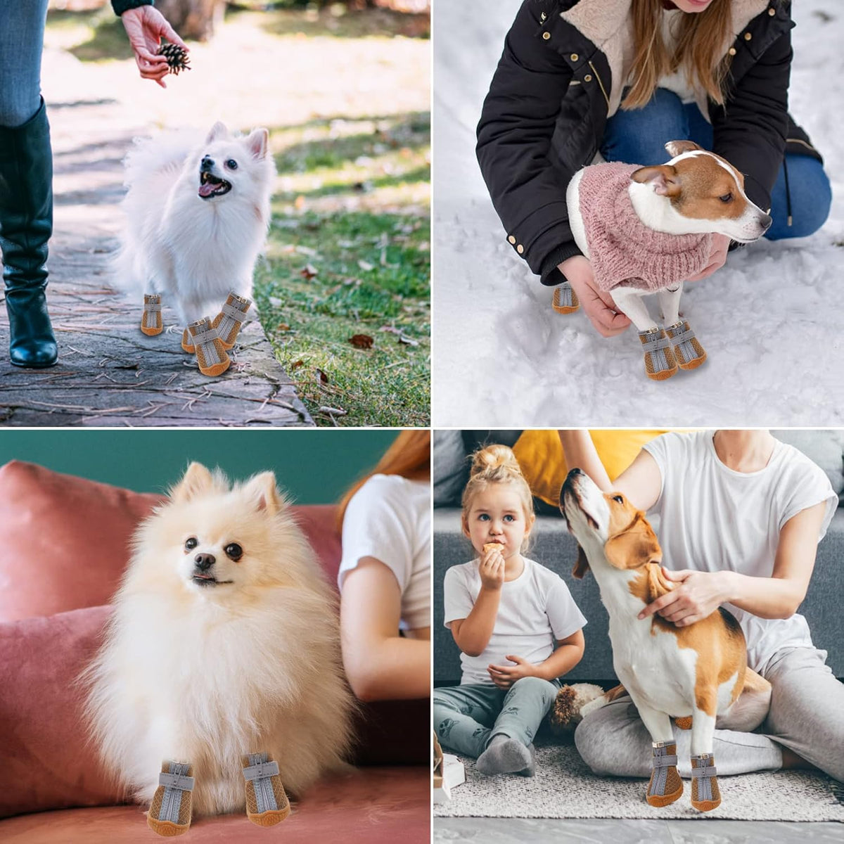 Dog Shoes for Small Dogs, Puppy Dog Boots & Paw Protector for Winter Snow Day, Summer Hot Pavement