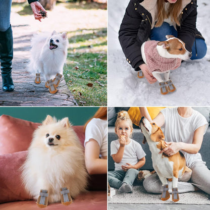 Dog Shoes for Small Dogs, Puppy Dog Boots & Paw Protector for Winter Snow Day, Summer Hot Pavement