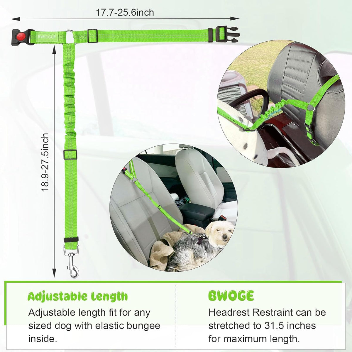 BWOGUE Pet Dog Cat Seat Belt Reflective Car Dog Headrest Restraint Leash Elastic Buffer Bungee