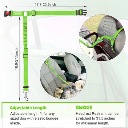 BWOGUE Pet Dog Cat Seat Belt Reflective Car Dog Headrest Restraint Leash Elastic Buffer Bungee