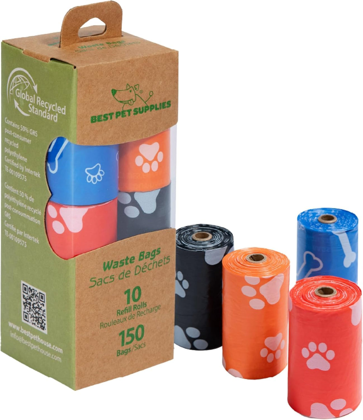 Best Pet Supplies Poop Bags for Dogs, 50% Post-Consumer Recycled Content dog waste bags on rolls
