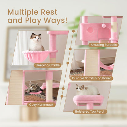 SHA CERLIN 65in Larger Cat Tree Tower Condo for Indoor Kitties/Multi-Level Furniture Activity
