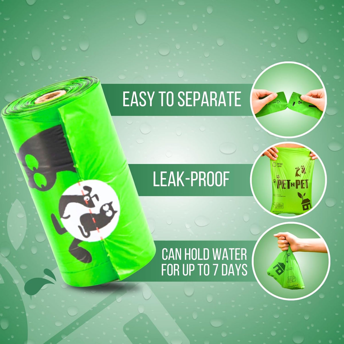 Pet N Pet 540 Counts Green Poop Bags for Dogs, 38% Plant Based & 62% PE Extra Thick Dog Poop Bags
