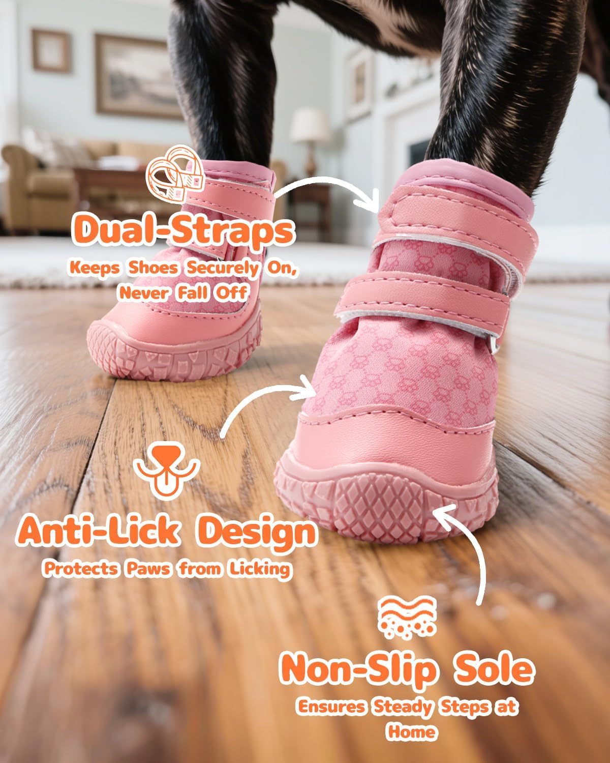 Dog Shoes for Small Dogs, Double Binding Straps Puppy Boots & Paw Protectors for Summer Hot