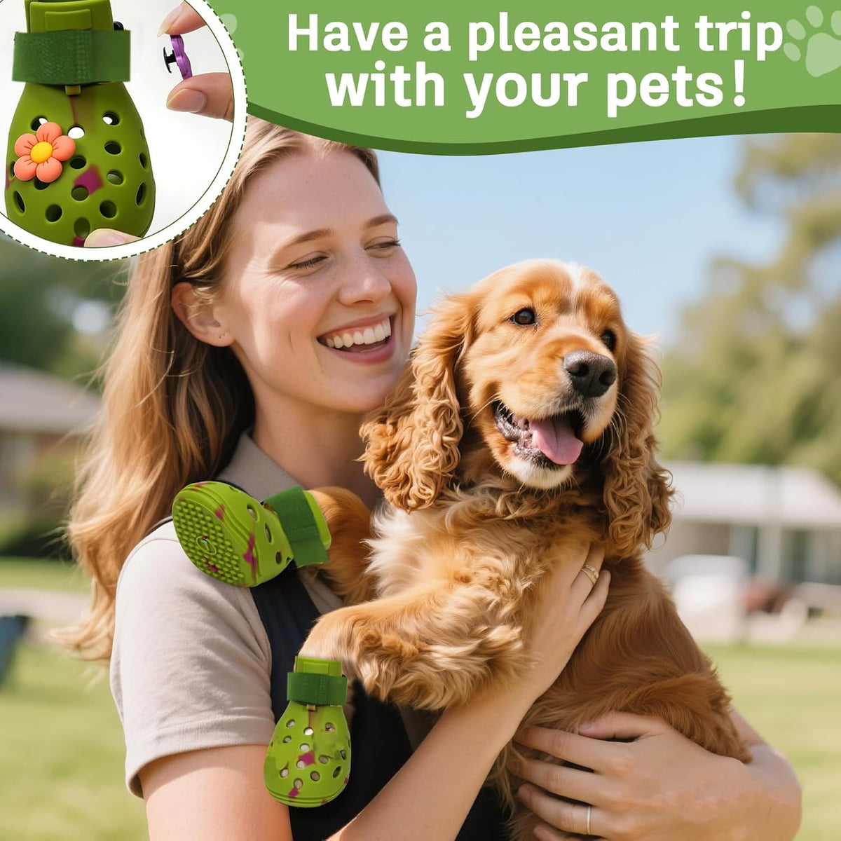 Dog Shoes for Hot Pavement, Adjustable Magic Tape Boots for Small, Medium & Large Dogs, Anti-Slip