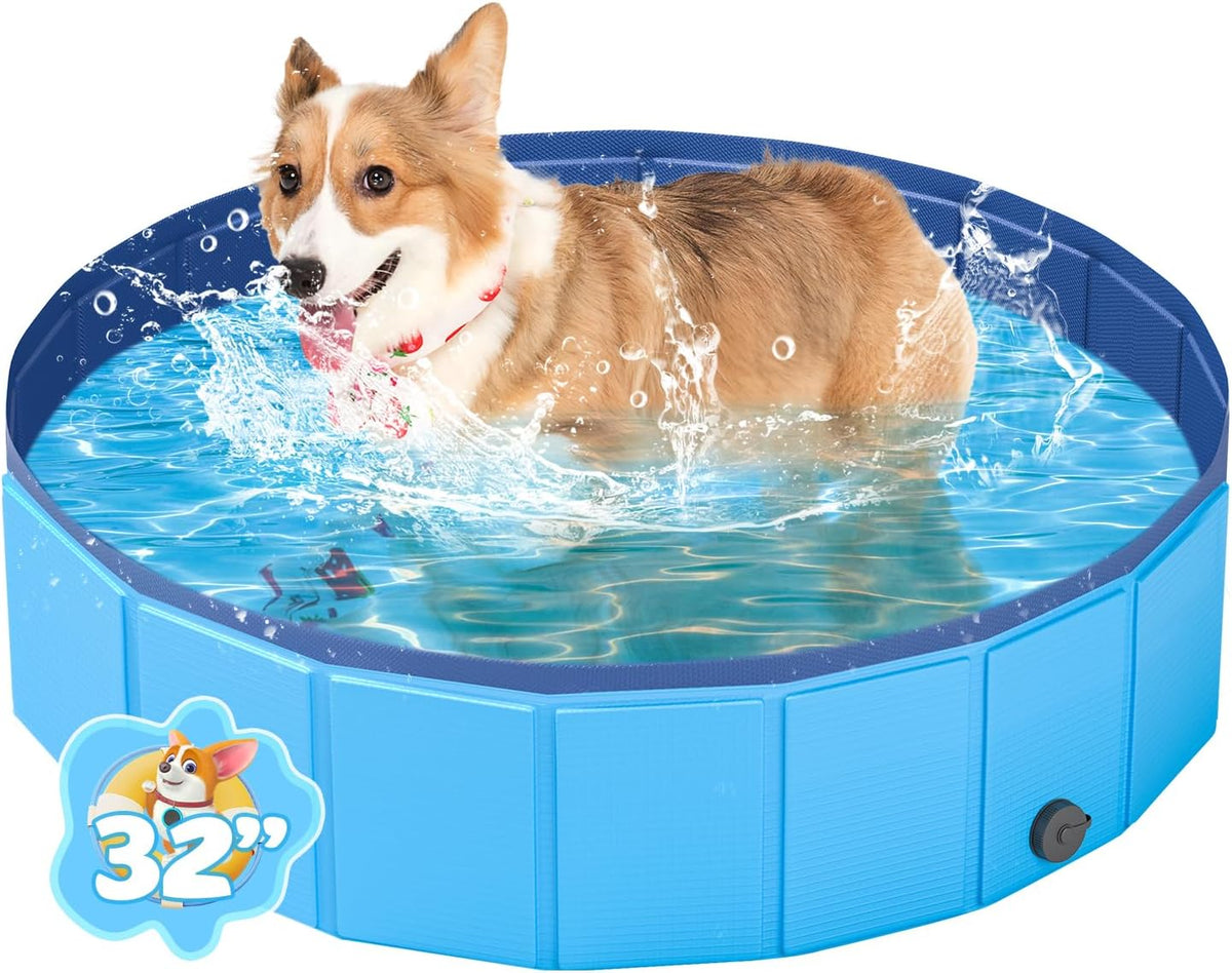 YSJILIDE Foldable Dog Pool, Portable PVC Dog Pet Swimming Pool, Collapsible Plastic Dog Bath for