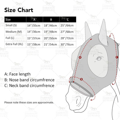 Harrison Howard Super Comfort Stretchy Fitting Horse Fly Mask with UV Protection Soft on Skin with