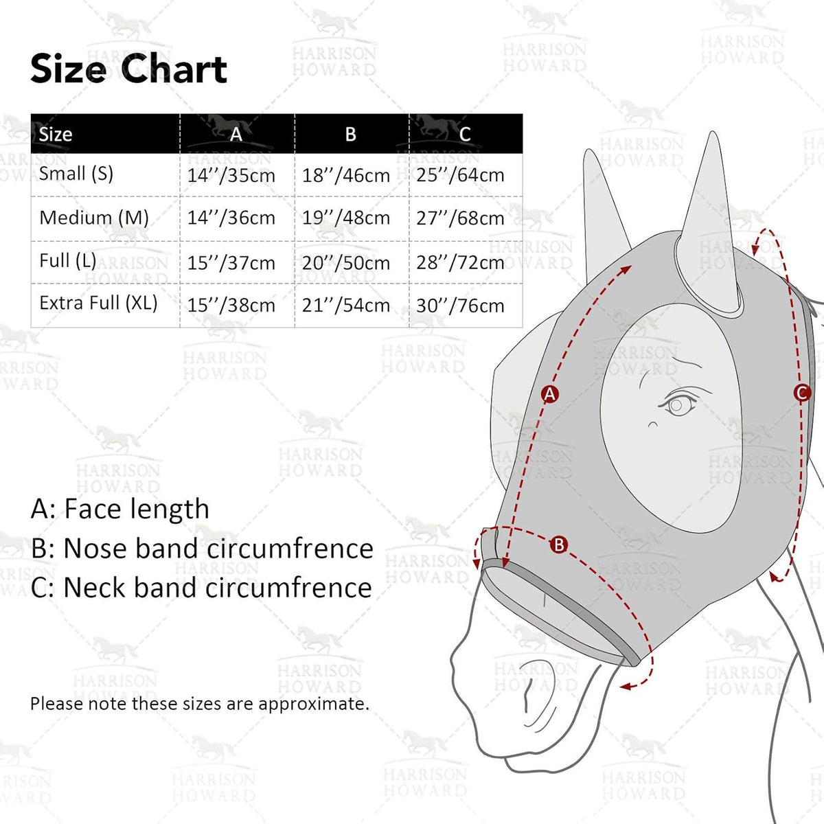 Harrison Howard Super Comfort Stretchy Fly Mask Large Eye Space with UV Protection Soft on Skin