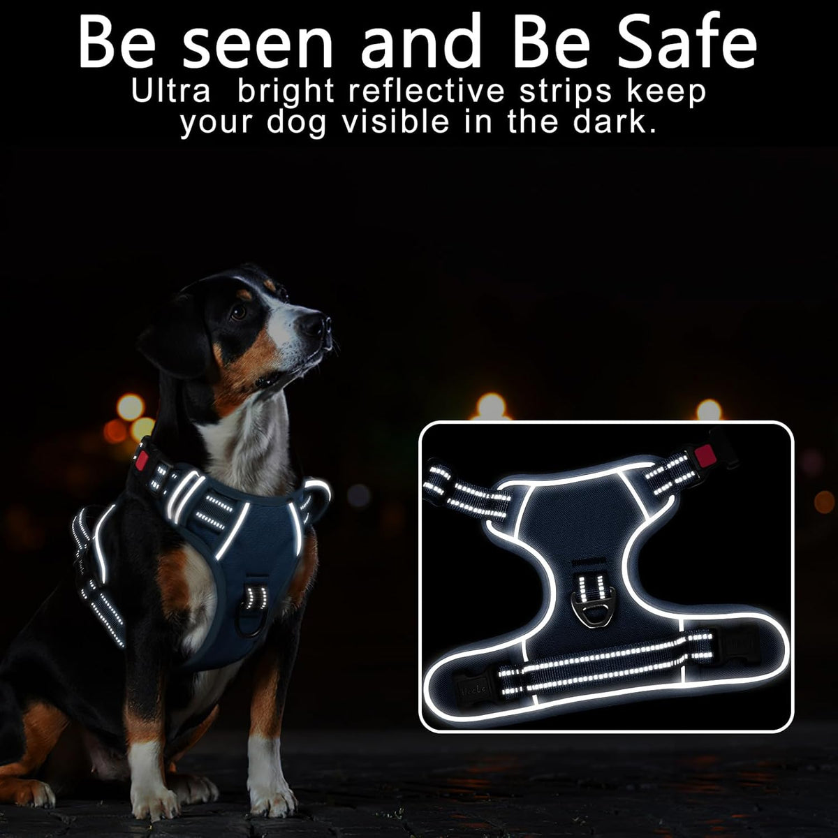 Timos Dog Harness Large Sized, No Pull Pet Harness with Neck Lockable Snap,No Choke Front Clip Dog