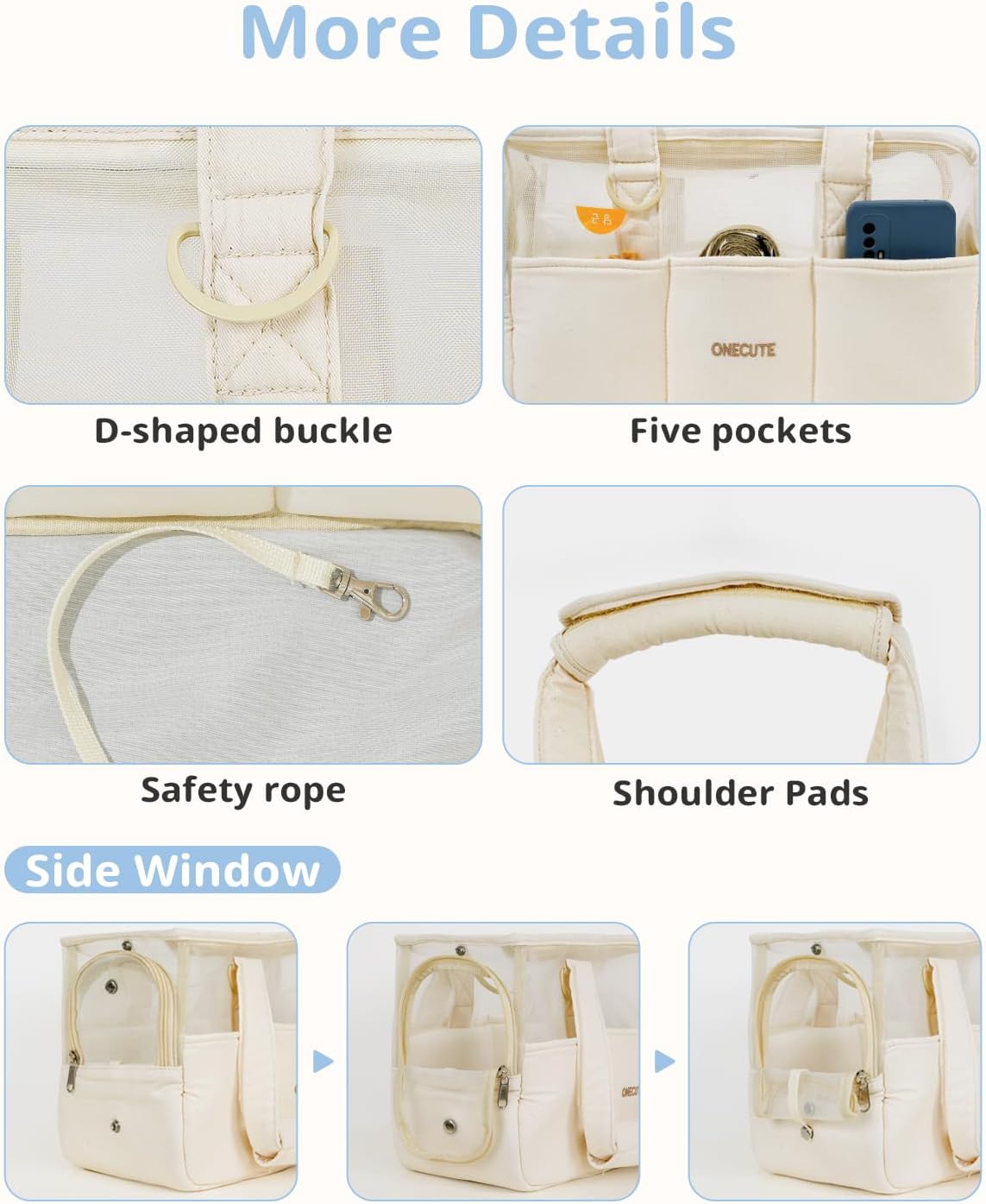 Dog Purse Carrier for Small Dogs Rabbit cat with Large Pockets, Cotton Bag, Dog Carrier Soft Sided