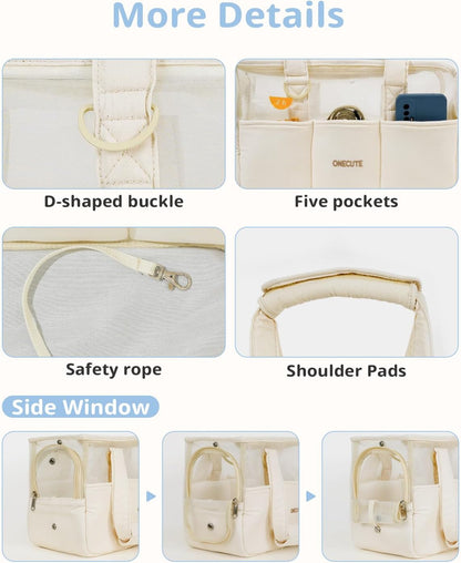 Dog Purse Carrier for Small Dogs Rabbit cat with Large Pockets, Cotton Bag, Dog Carrier Soft Sided