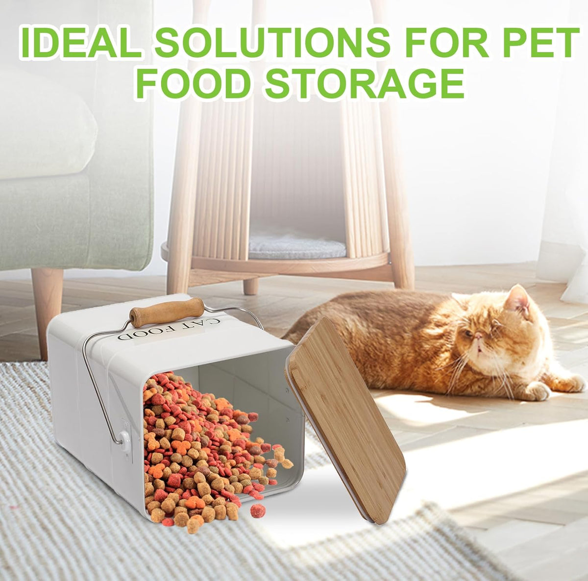 Cat Food storage container Cat Treats Jar,5~6 lb Metal food treats tin for Cat, pet snacks