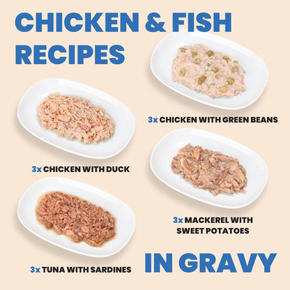 almo nature Wet Cat Food HQS Complete Land and Sea - Variety Pack Grain Free, Highly Digestible