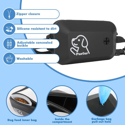 Dog Treat Pouch with Clicker & Poop Bag Holder – Waterproof Silicone, Adjustable Waist Belt for