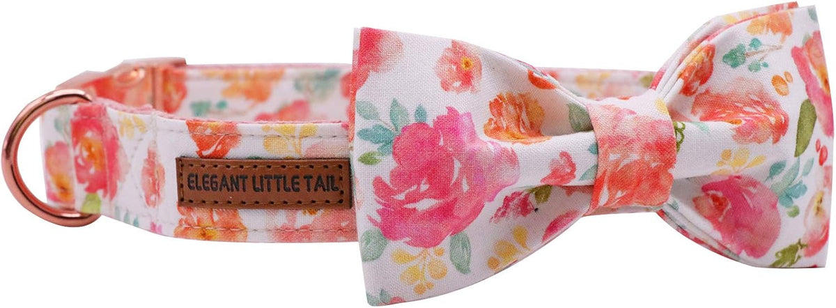 Elegant little tail Dog Collar with Bow, Cotton & Webbing, Bowtie Dog Collar, Adjustable Dog
