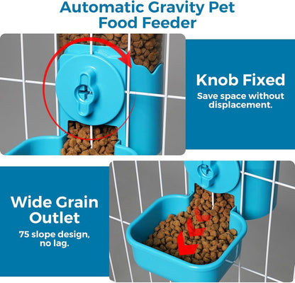 VANNON Small Animal Hanging Automatic Food Dispenser, 35oz Gravity Pet Feeder for Cage, Food Bowl