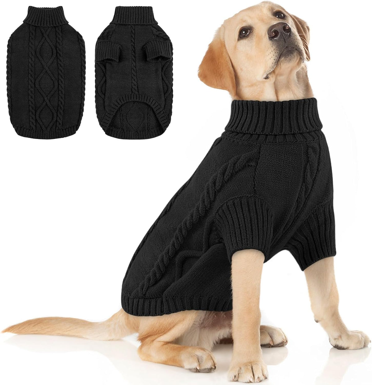 Queenmore Dog Sweater Large Size,Warm Dog Sweaters for Big Dogs,Chunky Knitted Doggy Sweater for