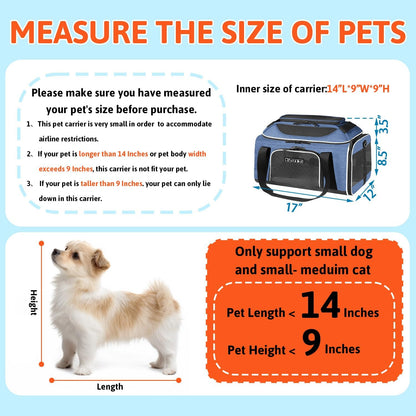 Petskd Top-Expandable Pet Carrier 17x12x8.5 Inches JetBlue Allegiant Spirit Airline Approved