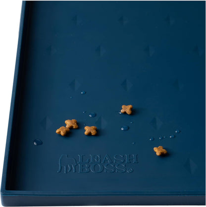 Leash Boss Dog Food Mat for Food and Water Bowls, Waterproof Silicone Pet Feeding Mat for Floors