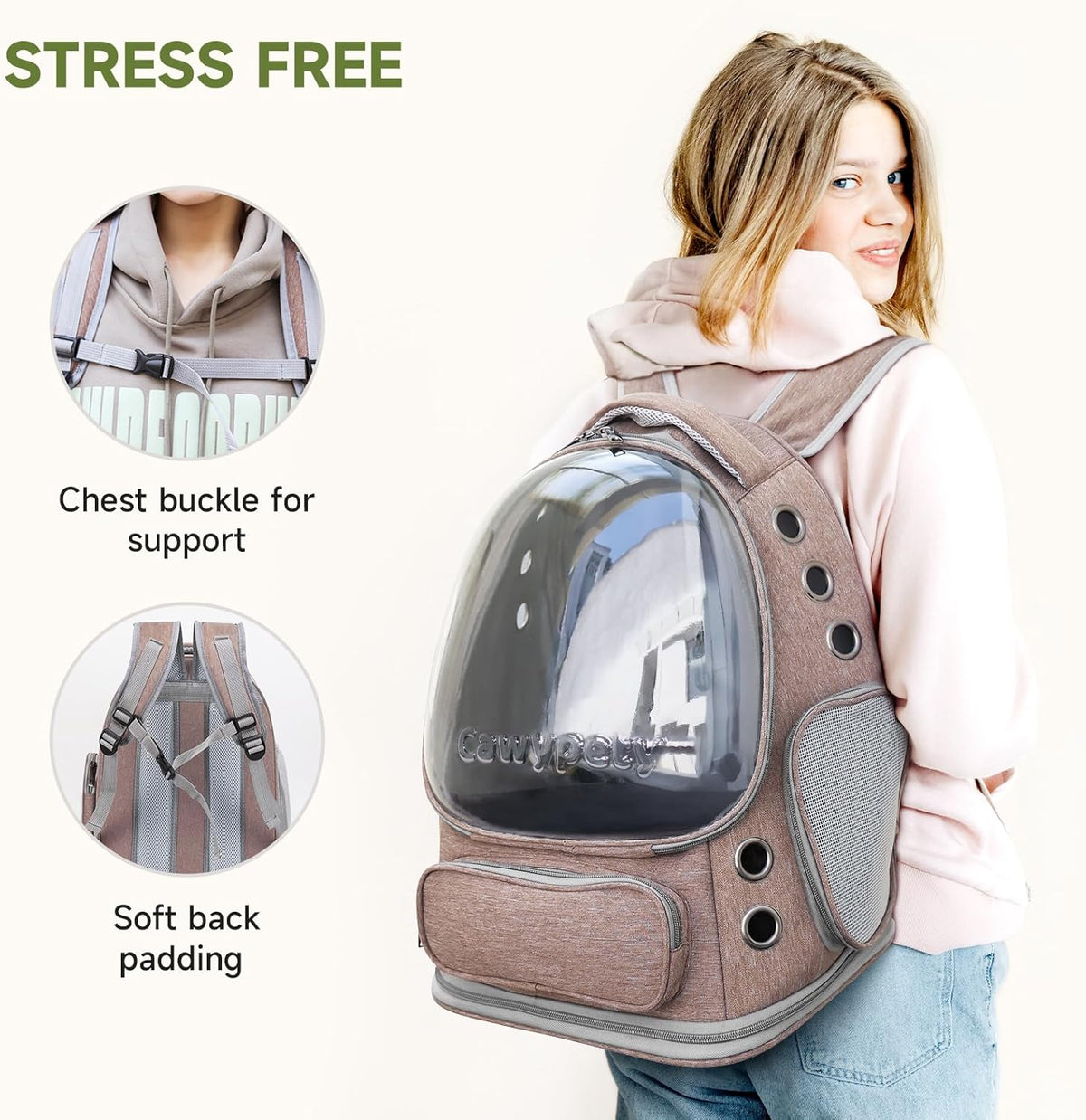 Cat Backpack Carrier, Breathable Cat Carrier Large Space Bubble Pet Backpack for Kitty Small Dog up