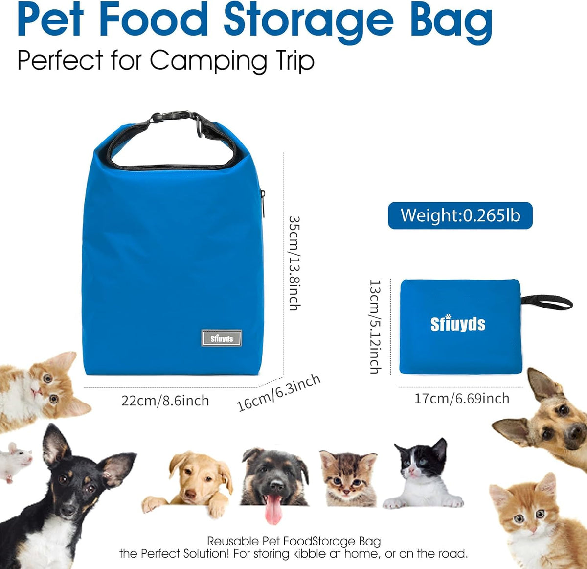 Pet Food Storage Bag,Dog Storage Organizer Bag w/2PCS Collapsible Dog Travel Bowls and Zipper