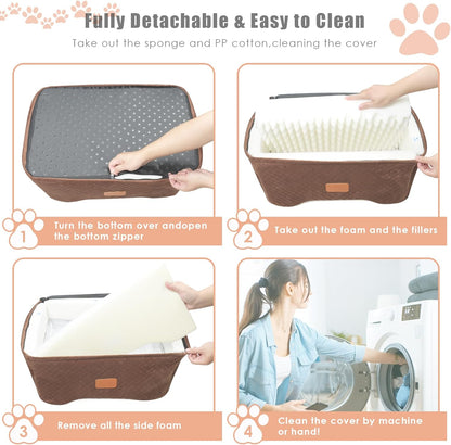 Memory Foam Booster Dog Car Seat Medium Dogs, Elevated Pet Car Seat Under 45 LBS, Detachable
