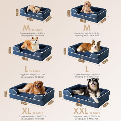 EHEYCIGA Orthopedic Dog Beds for Large Dogs, Waterproof Memory Foam Large Dog Bed with Sides