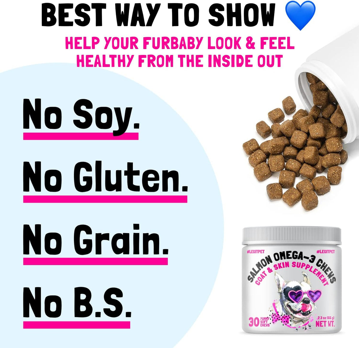Omega 3 Alaskan Salmon Oil Treats for Dogs 30 Fish Oil Chew Supplement Skin and Coat Allergy and