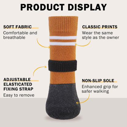 SCENEREAL Anti Slip Dog Boots & Paw Protectors for Hardwood Floor, Extended Dog Socks to Prevent
