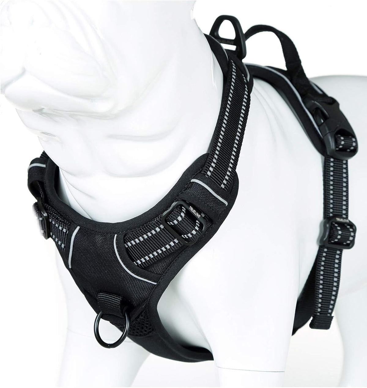 Truelove No Pull Dog Harness with Easy Control Handle and 2 Leash Attachments,Reflective Adjustable