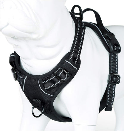 Truelove No Pull Dog Harness with Easy Control Handle and 2 Leash Attachments,Reflective Adjustable