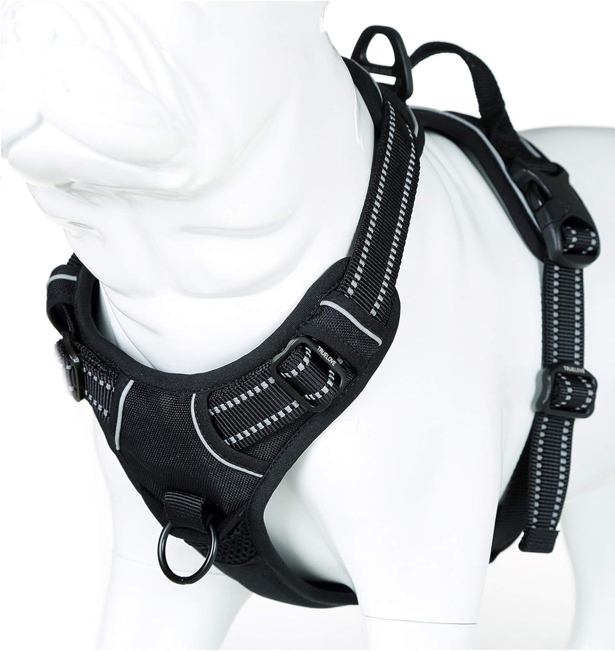 Truelove No Pull Dog Harness with Easy Control Handle and 2 Leash Attachments,Reflective Adjustable