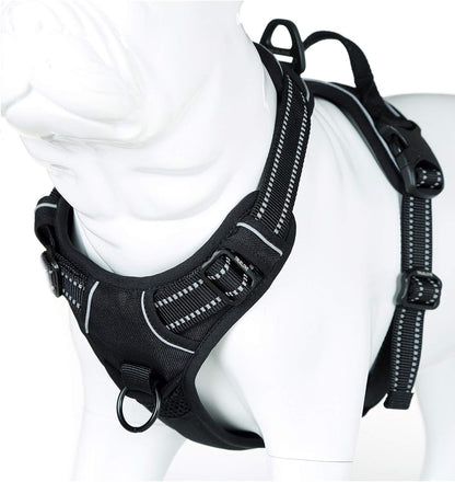 Truelove No Pull Dog Harness with Easy Control Handle and 2 Leash Attachments,Reflective Adjustable