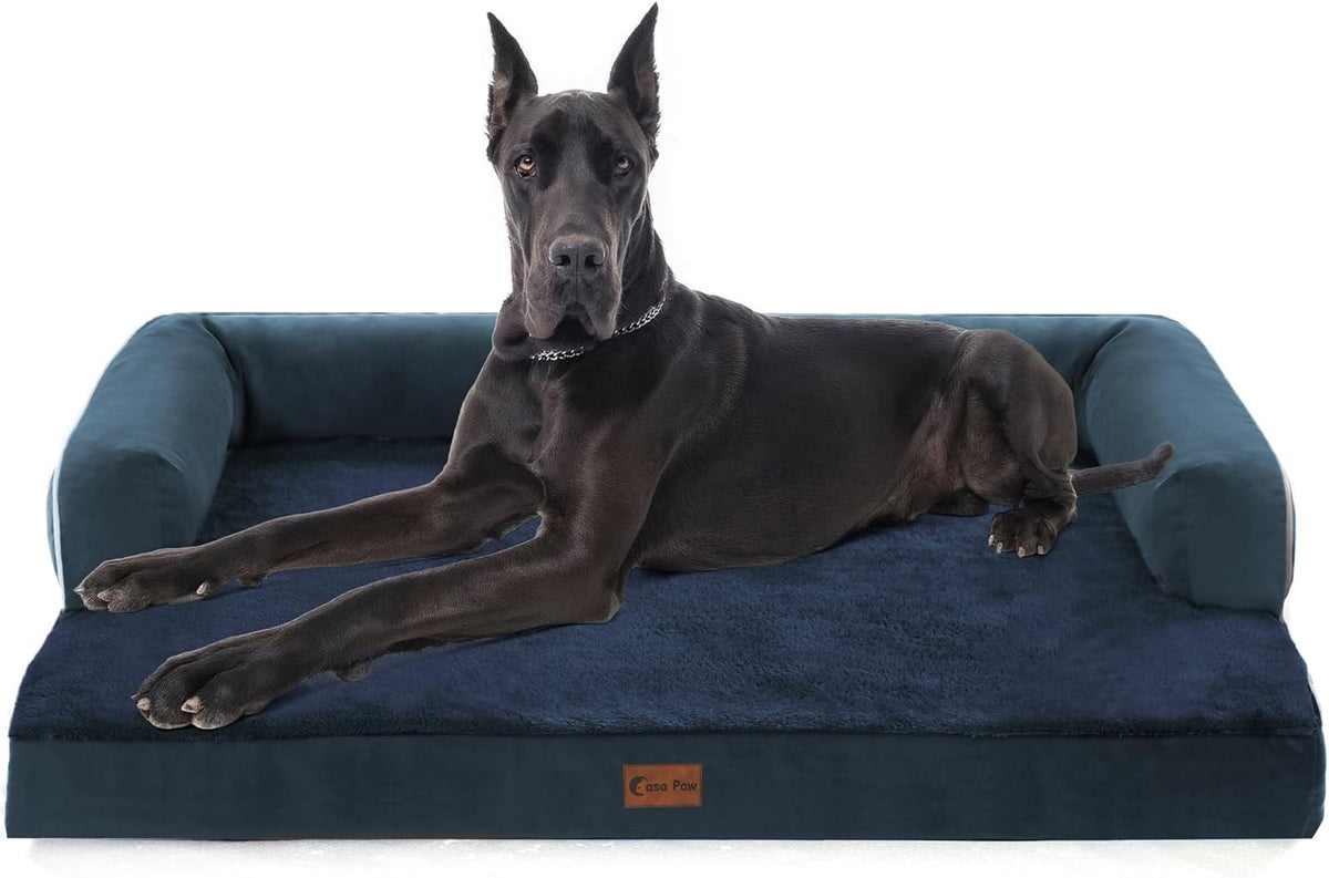 XXL Dog Bed with Bolsters, Orthopedic Dog Beds for Extra Large Dogs, Waterproof Memory Foam Dogs