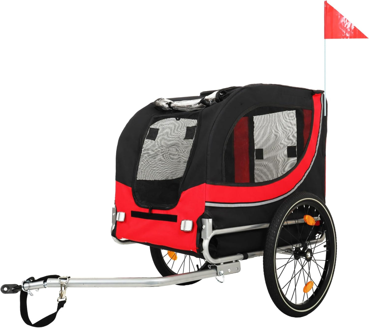 Blue-Grey Large Folding Bike Trailer for Dogs – Heavy-Duty Steel Frame, 66LB Capacity Pet Carrier