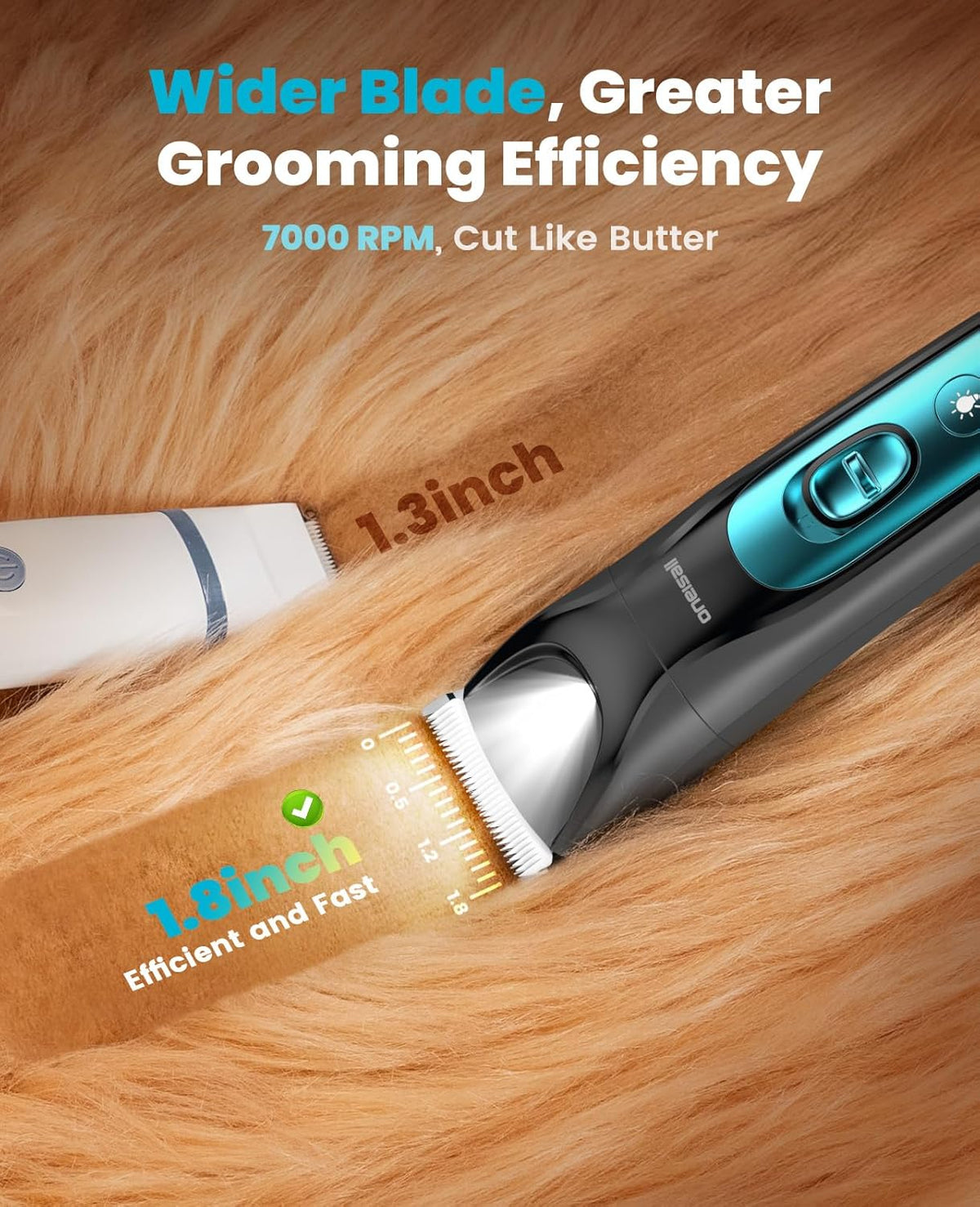 oneisall Quiet Dog Clippers for Grooming LED Light, Cordless Dog Grooming Kit 4 in 1, 2000mAh Pet