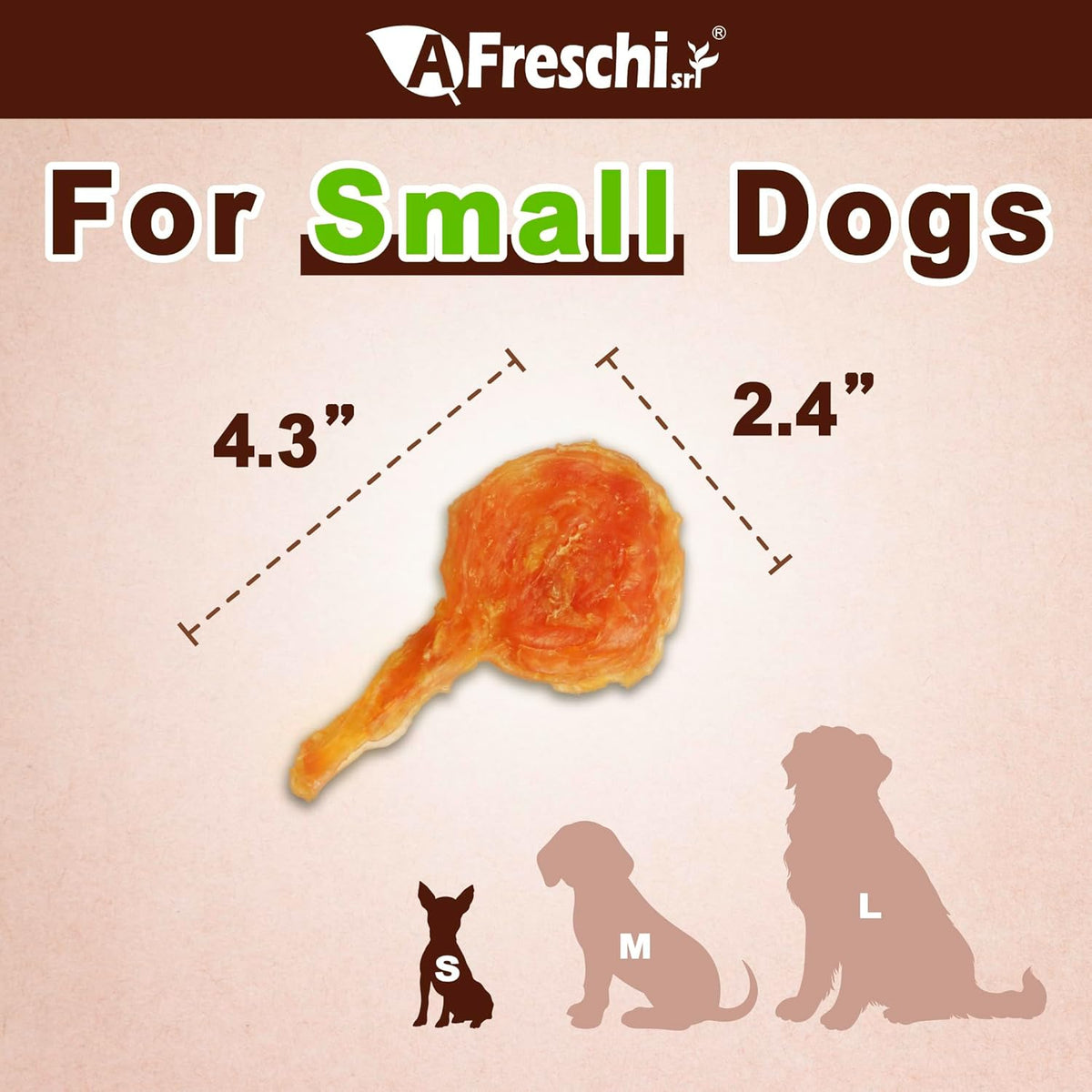Afreschi Natural Turkey Tendon Lollipop 40 Units/Box, Dog Treat for Signature Series, All Natural