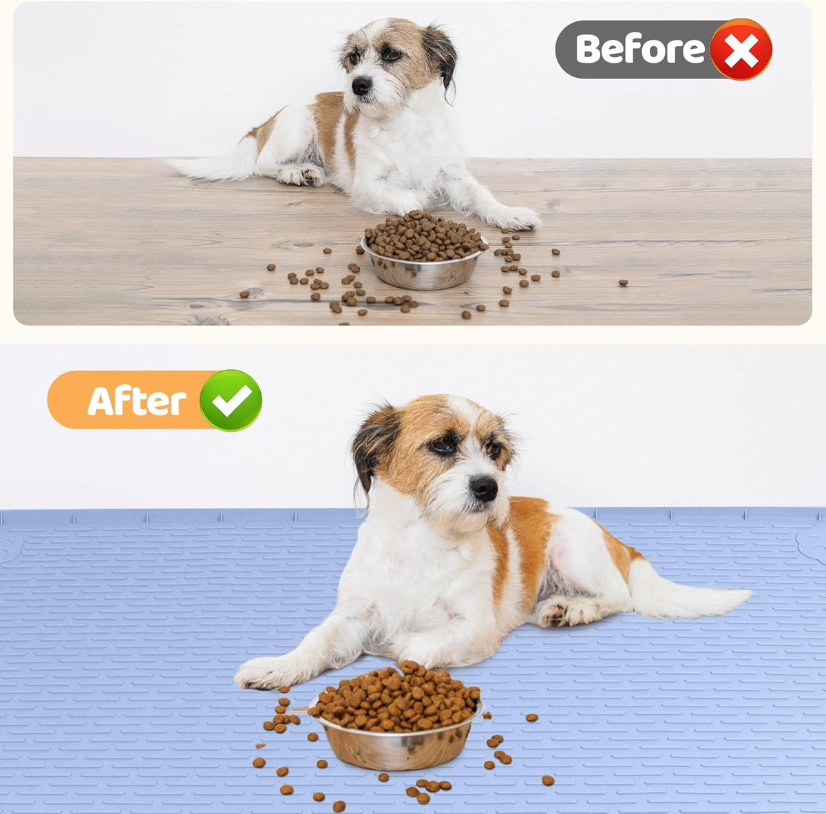 Dog Food Mat, Extra Large 40" x 28" Silicone Pet Feeding Mat with Raised Edge Pet Placemat for