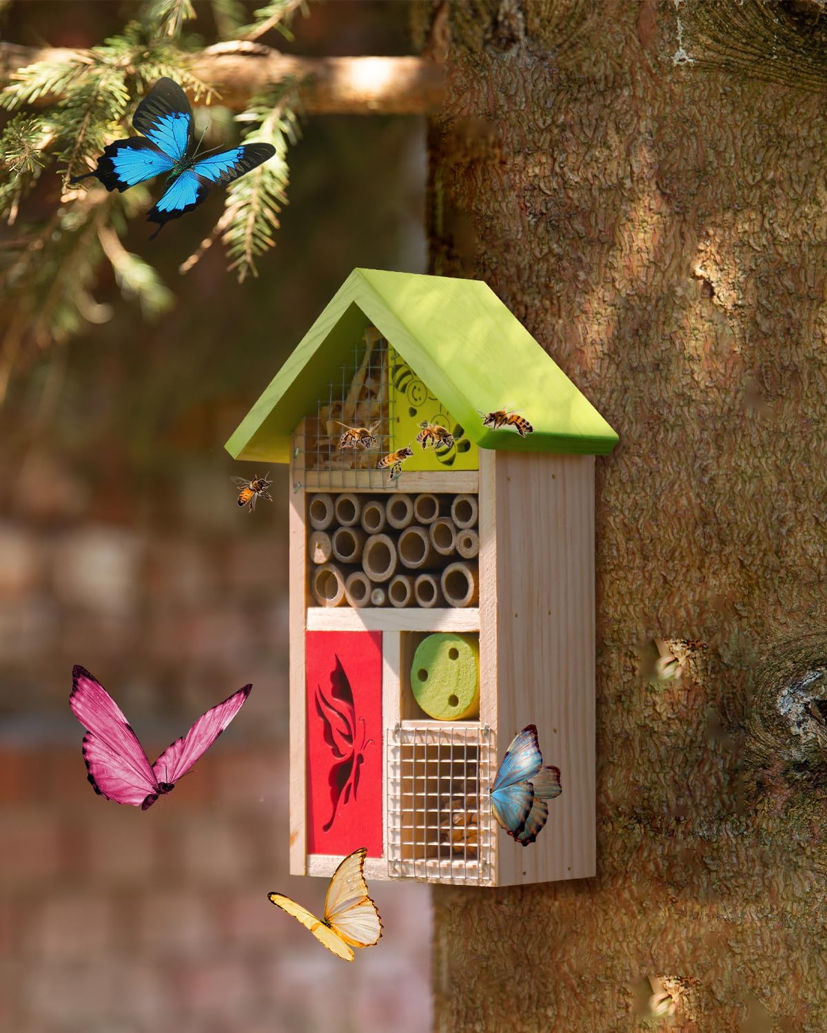 Premium Bug Hotel Kit Cedar Wood Insect Hotel Insect House - Backyard Bee House, Nesting Habitat