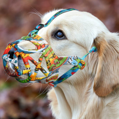 Dog Muzzle, Printed Basket Muzzle for Small Medium Large Dogs Dachshund, Beagle, German Shepherd