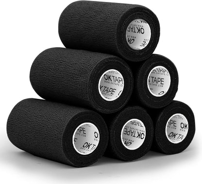 OK TAPE Self Adherent Cohesive Bandages Wrap - 6Packs, 4" x 5 Yards, Non-Woven Self Adhesive