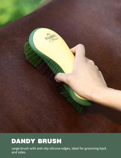 9PCS Horse Grooming Kit Curry Comb Sweat Scraper Horse Bathing Supplies Grooming Tools with Storage