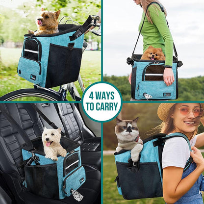 PetAmi Dog Bike Basket, Soft-Sided Ventilated Dog Bike Carrier Backpack, Pet Bicycle Basket for