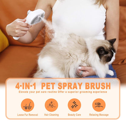 Cat Steam Brush-3 in 1 Pet Brush,Dog Shedding Tool Self Cleaning Pet Spray Depilation Comb with
