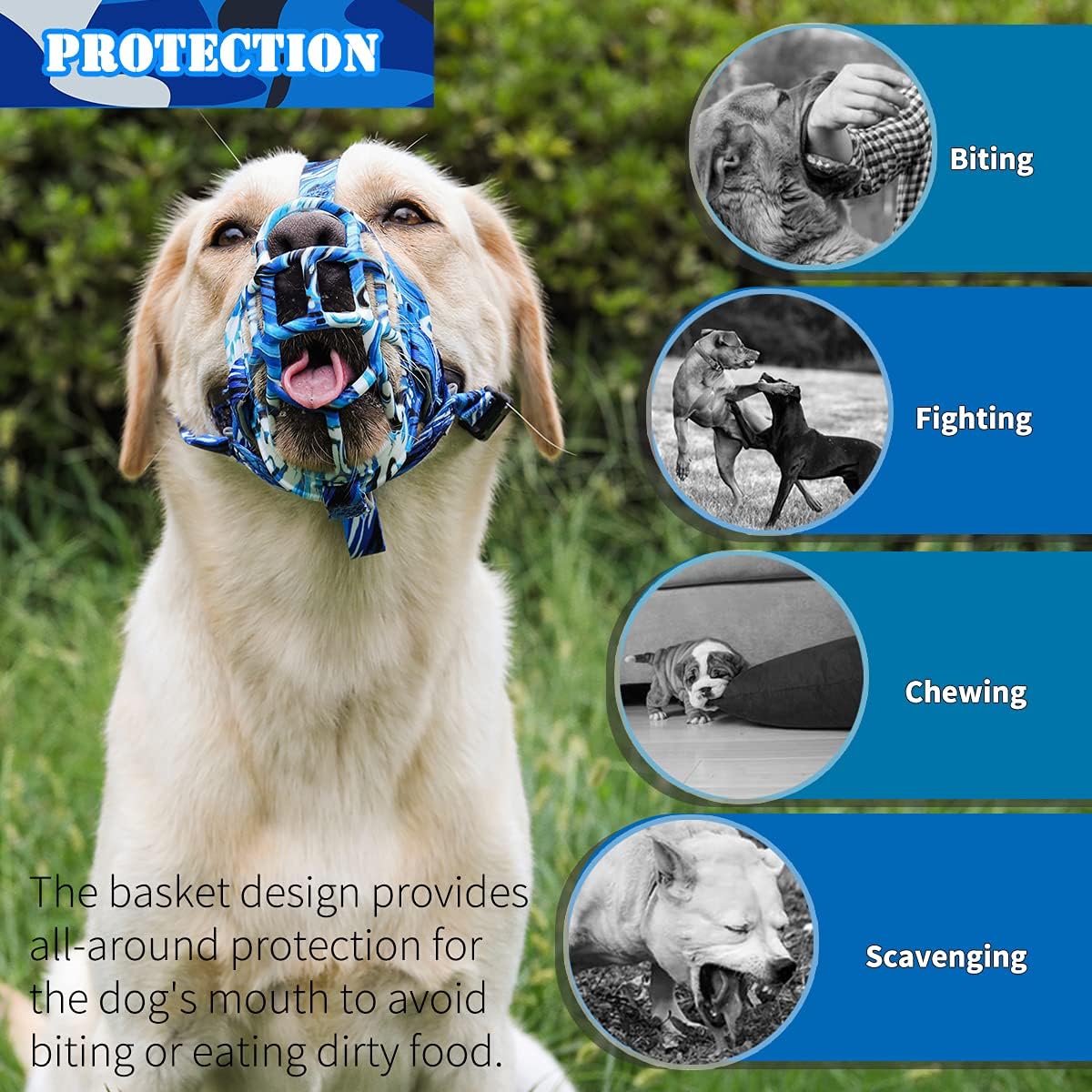 BARKLESS Dog Muzzle, Silicone Basket Muzzle for Small Medium Large Dogs, Soft Cage Mouth Cover