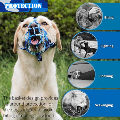 BARKLESS Dog Muzzle, Silicone Basket Muzzle for Small Medium Large Dogs, Soft Cage Mouth Cover