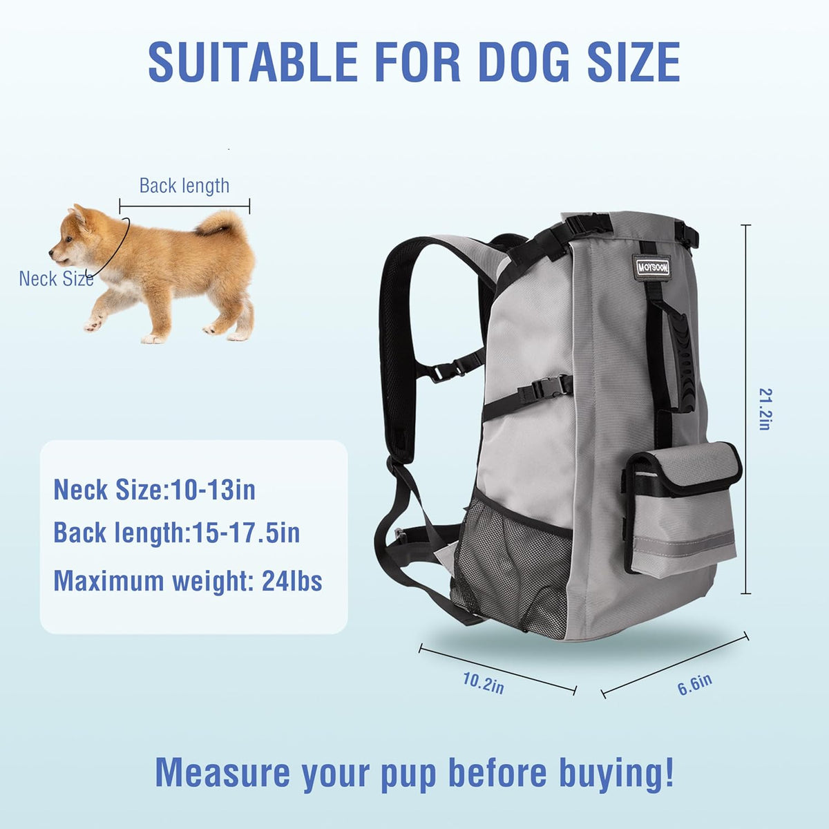 Dog Backpack for Small & Medium Dogs - Adjustable Pet Carrier for Travel & Hiking, Hands-Free Puppy